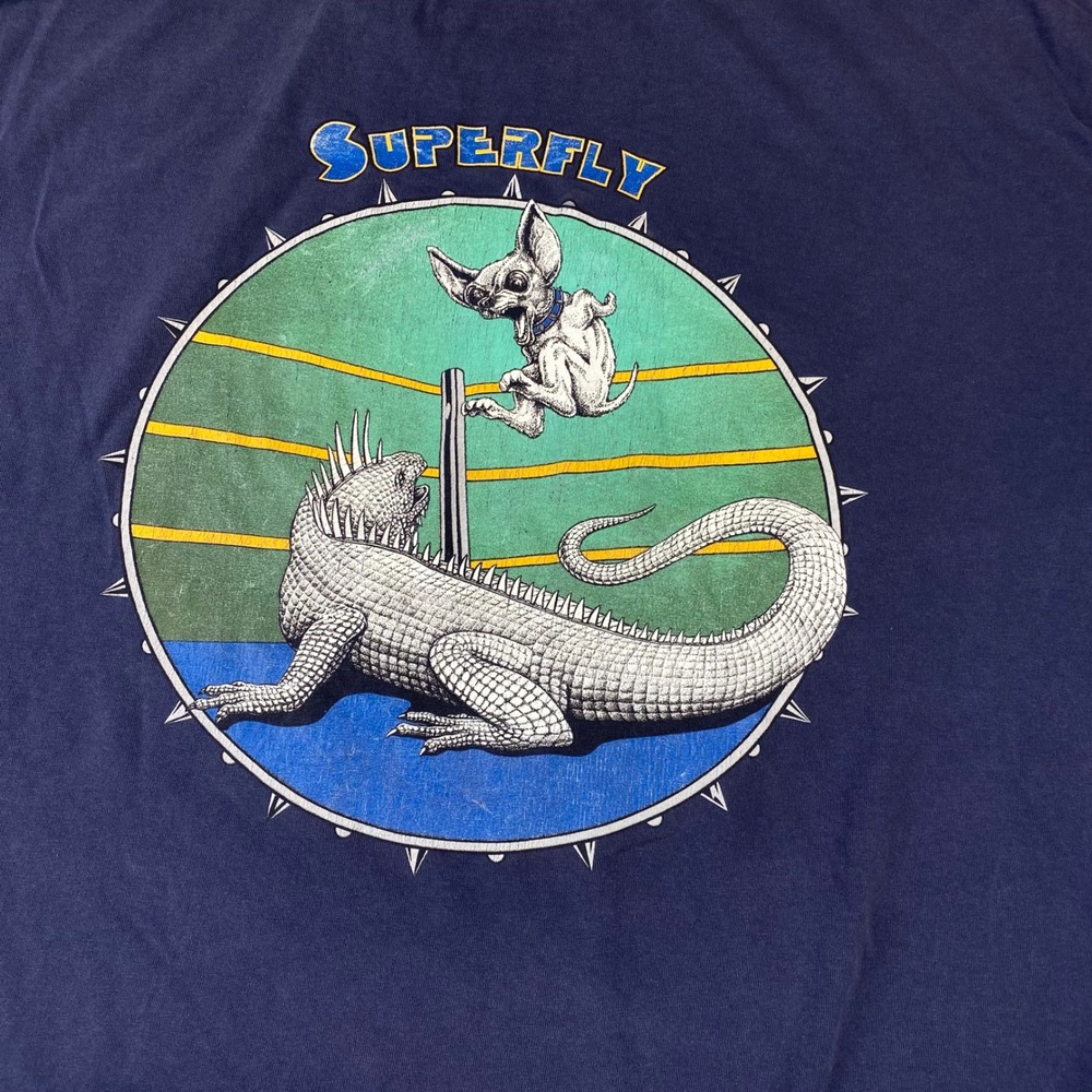 Vintage 90s Lifeforms Superfly Mens 3XL Graphic T Shirt Iguana Dog USA Made
